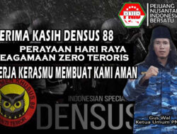 PNIB : Terima kasih Densus 88 Jaga Ramadhan Nyepi Idul Fitri Dan Paskah Aman Dari Terorisme