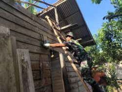 Sasaran Rumah Tidak Layak Huni (RLTH) Dalam Proses Pembongkaran Dan Perbaikan Satgas TMMD Kodim 1204/Sanggau