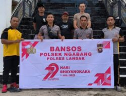 Rangkaian HUT Bhayangkara ke-79 Polsek Ngabang Tebar Kepedulian Lewat Aksi Bakti Religi