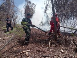 Babinsa koramil kapuas Bersama Instansi Terkait Lakukan Pemadaman Api Dilahan Kosong Dekat Pemukiman 