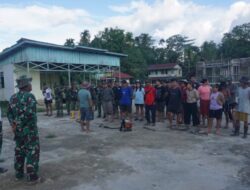 Masyarakat Desa Sungai Pengga Antusias Ikuti Kerja Bakti Bersama Satgas TMMD Kodim Sintang