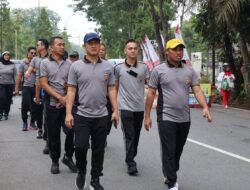 Sambut HUT RI Ke-80 Kapolresta Pontianak Gelar Olahraga Bersama Masyarakat Di CFD Di Jalan A. Yani Mega Mall