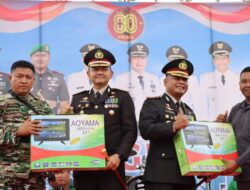 Bersama Pejabat Utamanya Kapolres Ketapang Hadiri Pelaksanaan Upacara Peringatan HUT TNI Ke 80 Di Makodim 1203 Ketapang