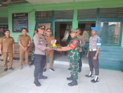 Wujud Sinergi TNI–Polri Polsek Air Besar Beri Ucapan HUT TNI Ke-80 Di Koramil 1210-07