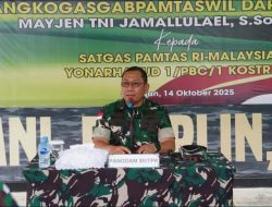 Berikan Motifasi Dan Semangat Kepada Prajurit Danrem 121/Abw  Dampingi Pangdam XII/Tanjungpura Melihat Langsung Situasi Dan Kondisi Di Perbatasan