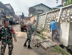 Tumbuhkan Semangat Gotong Royong Koramil 1204-20/jangkang Kerja Bakti Bersihkan Lingkungan