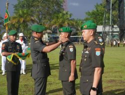 Serah Terima Jabatan Danyonif 642/Kapuas Danrem 121/Abw berpesan Tegakkan Sapta Marga Sumpah Prajurit Dan 8 Wajib TNI Dalam Setiap Pelaksanaan Tugas