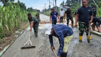 Satgas TMMD Kodim 1207/Pontianak Laksanakan Percepatan Pengecoran Jalan