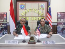Tingkatkan Koordinasi Dalam Pengamanan Perbatasan Korem 121/ABW Gelar Unit Commander’s Meeting Bersama MK 3 Briged Infantri Malaysia