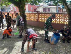 Kodim 1209/Bengkayang Dan Banser Bersinergi Bersihkan Lingkungan Gereja Jelang Natal