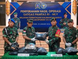 ‎Danrem 121/Abw Terima Hasil Operasi Penggagalan Penyelundupan Narkotika Jenis Ganja Sebanyak 12,290 kilogram