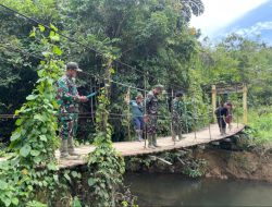 Kodim 1209/Bengkayang Kawal Rencana Pembangunan Jembatan Gantung