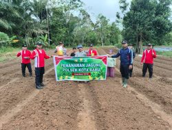Polsek Kota Baru Bersama Masyarakat Laksanakan Penanaman Jagung Hibrida Di Pelita Jaya