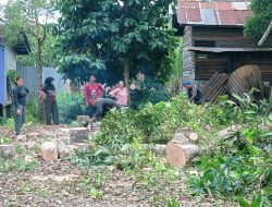 Gotong Royong Buka Lahan Lapangan Volly Babinsa Putussibau Utara Bersama Warga Pererat Kebersamaan