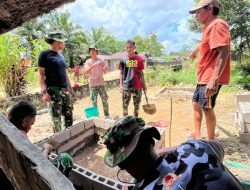 Satgas TMMD Ke-128 Kodim 1204/Sanggau Bangun MCK Pengerjaan Masuki Tahap Pemasangan Bata Dinding Septik