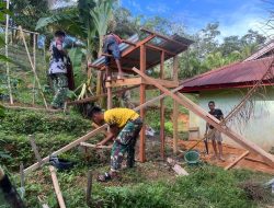 Pengerjaan MCK Oleh Satgas TMMD Ke-128 Kodim 1204/Sanggau Terus Berlanjut Fokus Di Titik Kedua Di Balai Dusun Tanjungpura