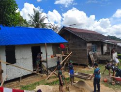 Perlahan Tapi Pasti Pembangunan Rehab Rumah Satgas TMMD Ke-128 Kodim 1204/Sanggau Mulai Terlihat