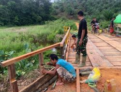 Pembangunan Jembatan Titik Kedua TMMD Ke-128 Kodim 1204/Sanggau Hampir Rampung