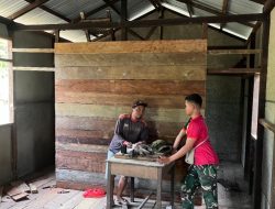 Rumah Milik Sijen Di Dusun Tanak Hampir Rampung Dikerjakan Satgas TMMD Ke-128