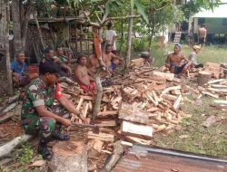 Meringankan Beban Rakyat Babinsa Embaloh Hulu Bantu Warga Binaan Belah Kayu Untuk Kebutuhan Memasak