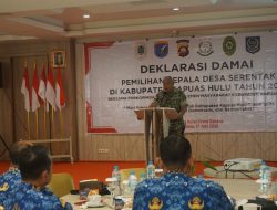 Wujudkan Pemilihan Aman Dan Kondusif Pa Sandi Kodim 1206/Putussibau Hadiri Deklarasi Damai Pilkades Serentak