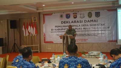 Wujudkan Pemilihan Aman Dan Kondusif Pa Sandi Kodim 1206/Putussibau Hadiri Deklarasi Damai Pilkades Serentak