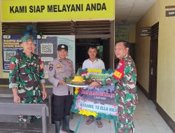 Koramil 13/Ella Hilir Berikan Kejutan Hari Bhayangkara Ke-80 Kepada Polsek Ella Hilir
