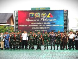 Danrem Selaku Dankolakopsrem 121/ABW Hadiri Pelepasan Satgas Pamtas RI-Malaysia Dan Pemusnahan Barang Bukti ilegal