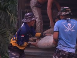 Dukung Percepatan Pembangunan Di Lokasi TMMD Ke-129 Satgas Turunkan Material Semen