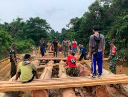 Satgas TMMD Regtas Ke-129 Kodim 1206/Putussibau Hampir Selesaikan Jembatan Nuangan Di Desa Ulak Pauk