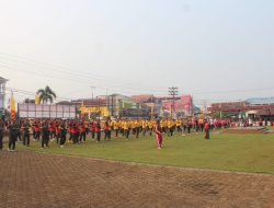 Kodim 1206/Putussibau Hadiri Senam Bersama Dan Lomba Semarak HUT Ke-81 Kemerdekaan RI Di Polres Kapuas Hulu