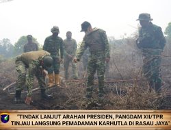 Tindak Lanjut Arahan Presiden Pangdam XII/Tpr Tinjau Langsung Pemadaman Karhutla Di Rasau Jaya