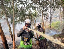 Tim SAR Ditsamapta Polda Kalbar Padamkan Karhutla Dekat Pondok Pesantren Di Kubu Raya
