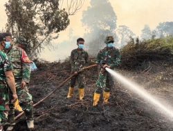 Prajurit Yonif TP 882/HB Bergerak Cepat Padamkan Karhutla Di Kubu Raya