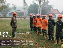 Satu Hotspot Terdeteksi Koramil 1210-02/Mempawah Hulu Bersama Tim Gabungan Lakukan Ground Check Dan Pemadaman