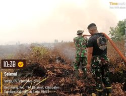Dandim 1208/Sambas Apresiasi Kerja Keras Anggota Koramil Polsek MPA dan Masyarakat Tangani Karhutla Di Lapangan