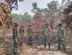 Anggota Babinsa Temajuk Koramil 08/Paloh dan BKO Yonif TP 839 Patroli Rutin Antisipasi Karhutla Di Wilayah Perbatasan