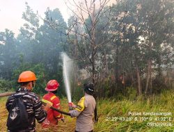 Deteksi 10 Titik Hotspot Polres Ketapang Bersama Tim Gabungan Lakukan Pemadaman Karhutla Di Kendawangan
