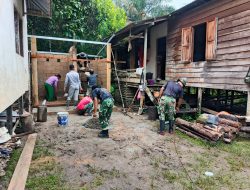 Wujudkan Lingkungan Sehat Pembangunan MCK Satgas TMMD Ke-130 Kodim 1209/Bengkayang Masuki Tahap Dinding